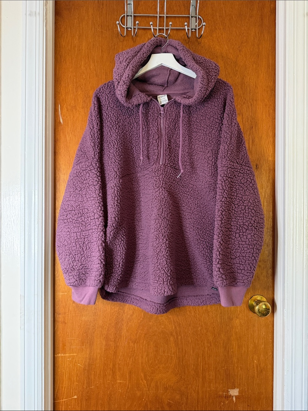 PINK Victoria's Secret Plush Sherpa Hooded Pullover - Plum